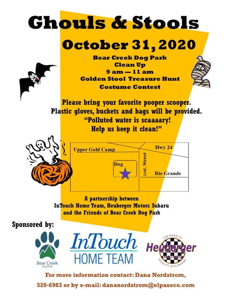 A poster for the Ghouls & Stools Cleanup with October 31, 2020