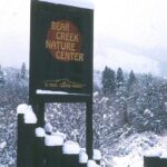 photo of the Bear Creek Nature Center sign in the winter