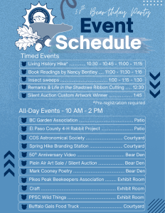 Bearthday Party Event Schedule.