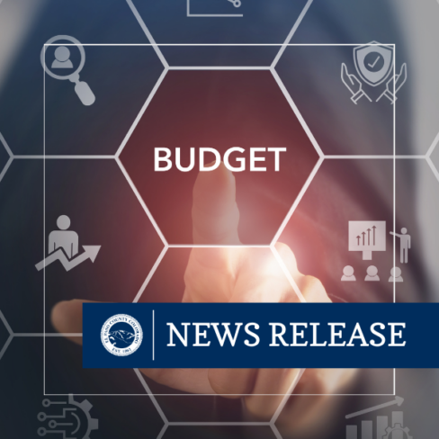 square graphic image with a honeycomb graphic including different icons in each hexagon with the center one reading budget