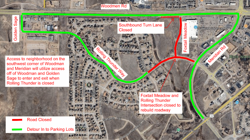 Foxtail Meadow Update updated road closure and detour map for the Foxtail Meadow Paving Project