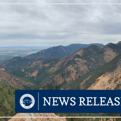 An image of Front Range foothills with text reading "News Release" and the El Paso County seal.