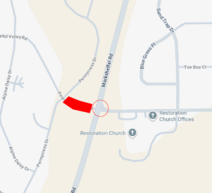 Map showing the upcoming road closure of Peace Valley Road at Marksheffel Road
