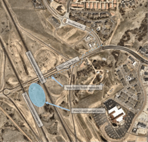 Map showing the construction locations along North gate Boulevard, Struthers Road, and I-25.