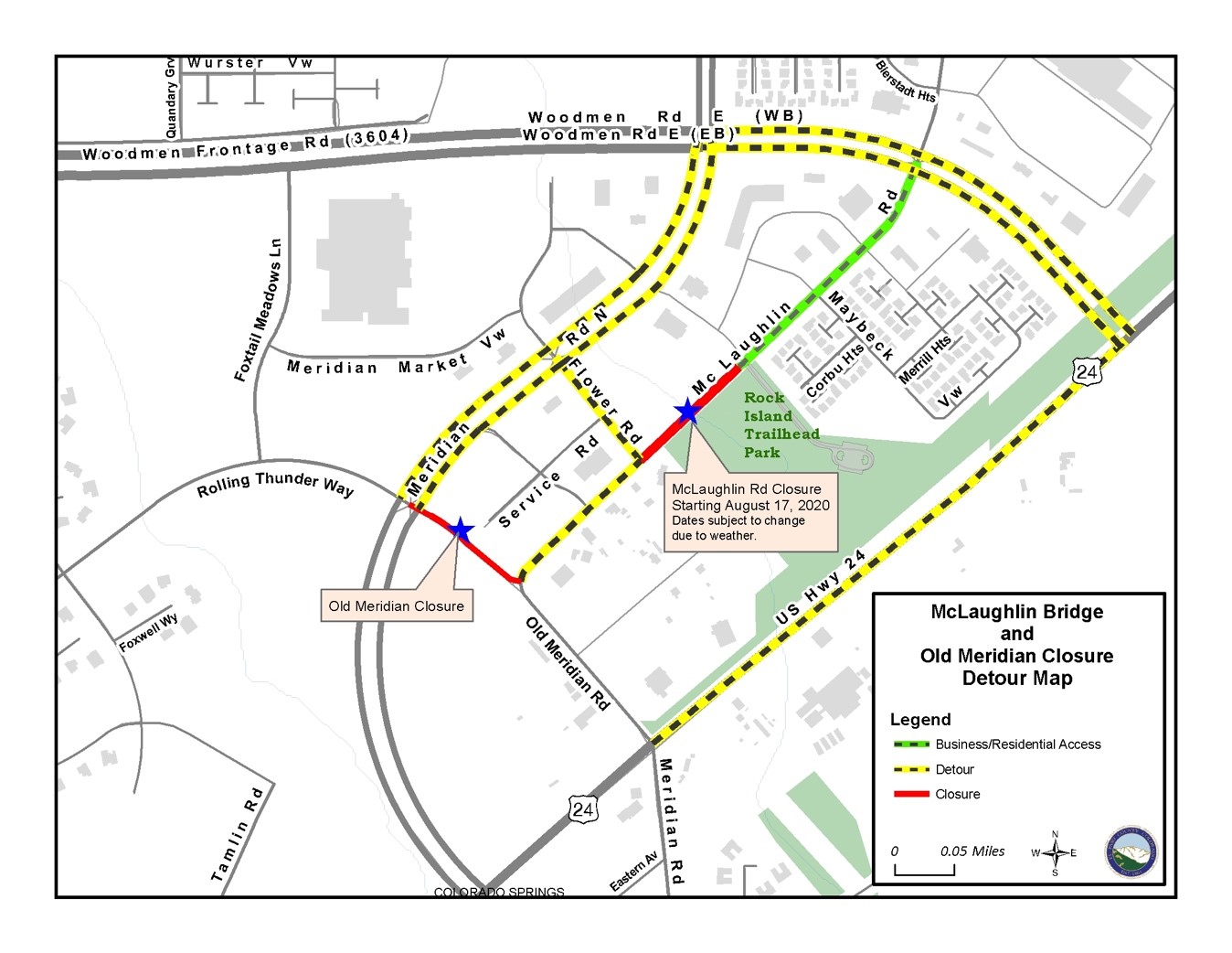 McLaughlin Road Closure for Bridge Maintenance Begins Monday El Paso County Colorado
