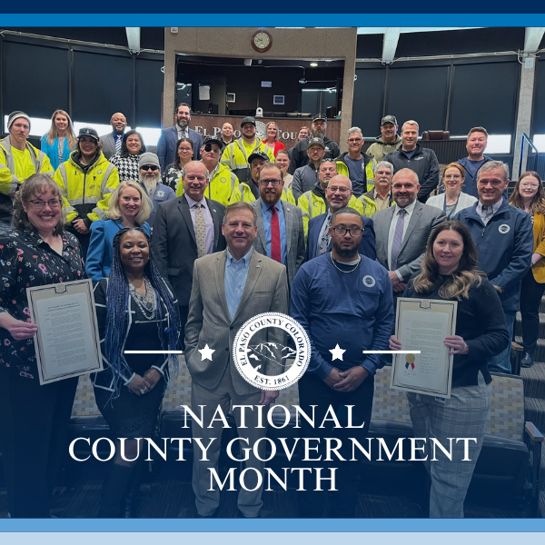 NCGM Photo of El Paso County staff and commissioners at the County Government Month proclamation reading.
