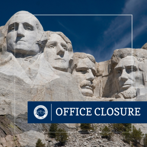 Mount Rushmore with the verbiage Office Closure