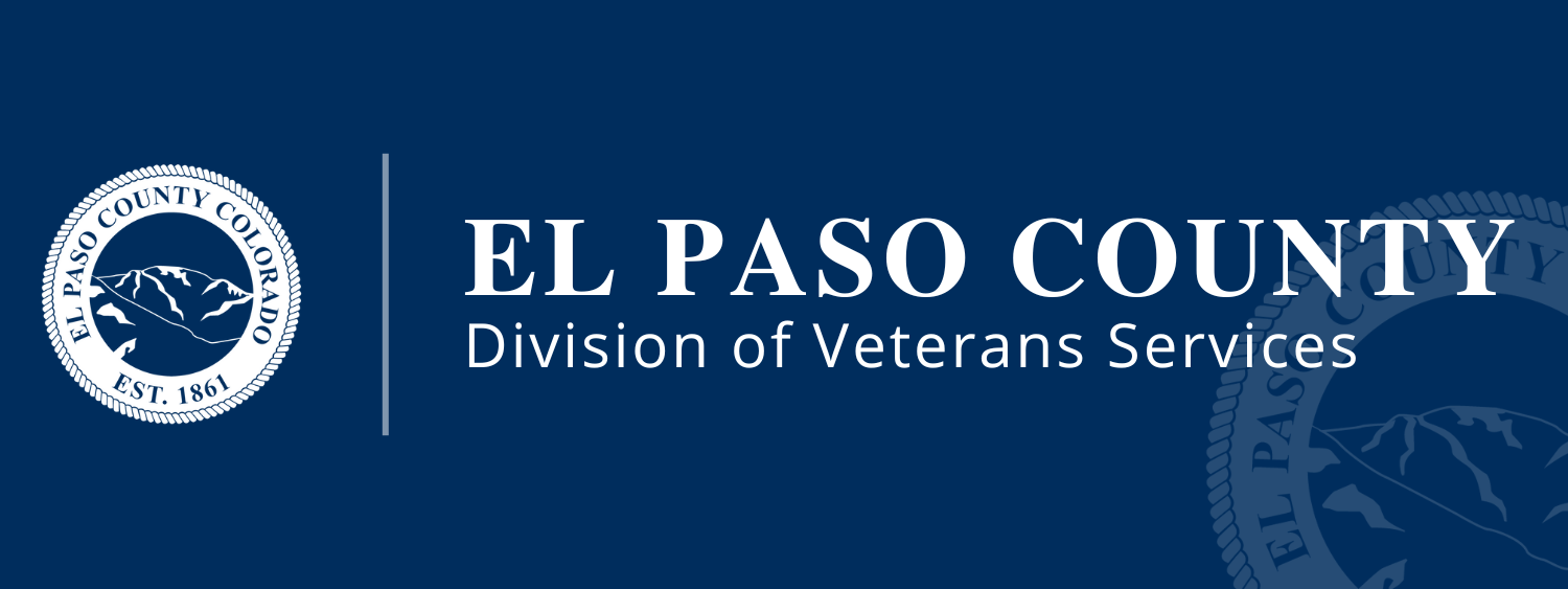 graphic with blue background and El Paso County Division of Veteran Services text overlay