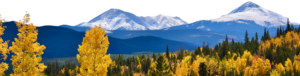 View of the Rocky Mountains from a valley in the fall.