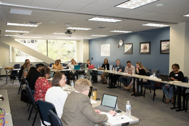 Photo: Recipients of the Partner Engagement Grant participate in a cohort launch session at El Paso County Public Health on Wednesday, May 10, 2023.