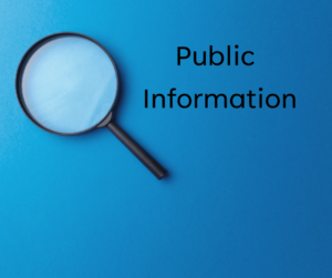 image with magnifying glass and the words "public information"