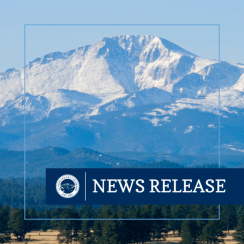 A picture of a Pikes Peak with overlay of El Paso County Logo and text reading News Release