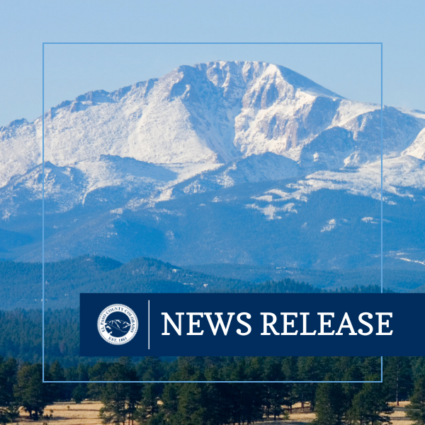 A picture of a Pikes Peak with overlay of El Paso County Logo and text reading News Release