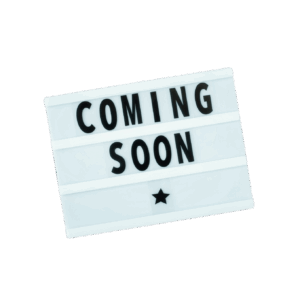 Coming-Soon white marquee with the words coming soon in black lettering