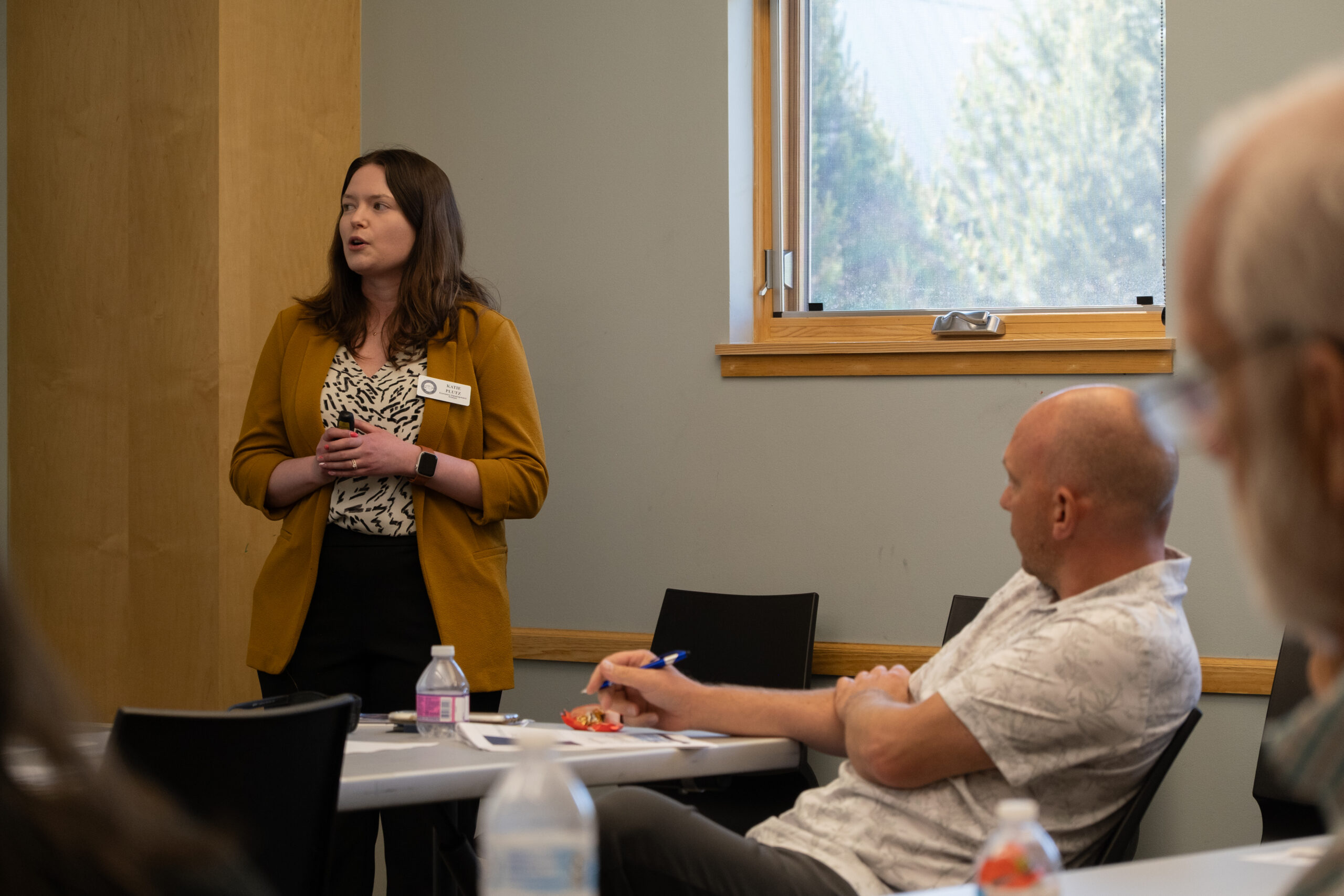 Katie Plutz from El Paso County Economic Development speaks at the event.