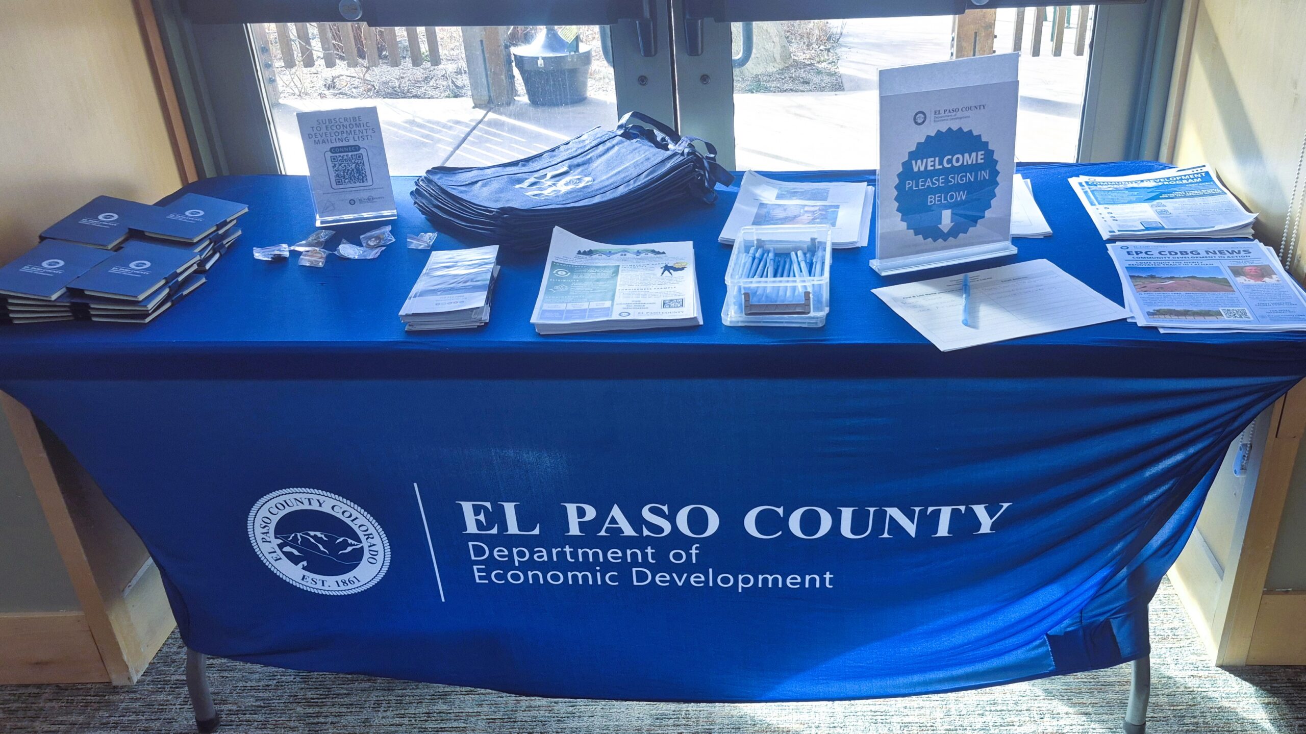 Table Setup Community Event 12.19.25 El Paso County hosts a Community Outreach event at Cheyenne Mountain State Park.