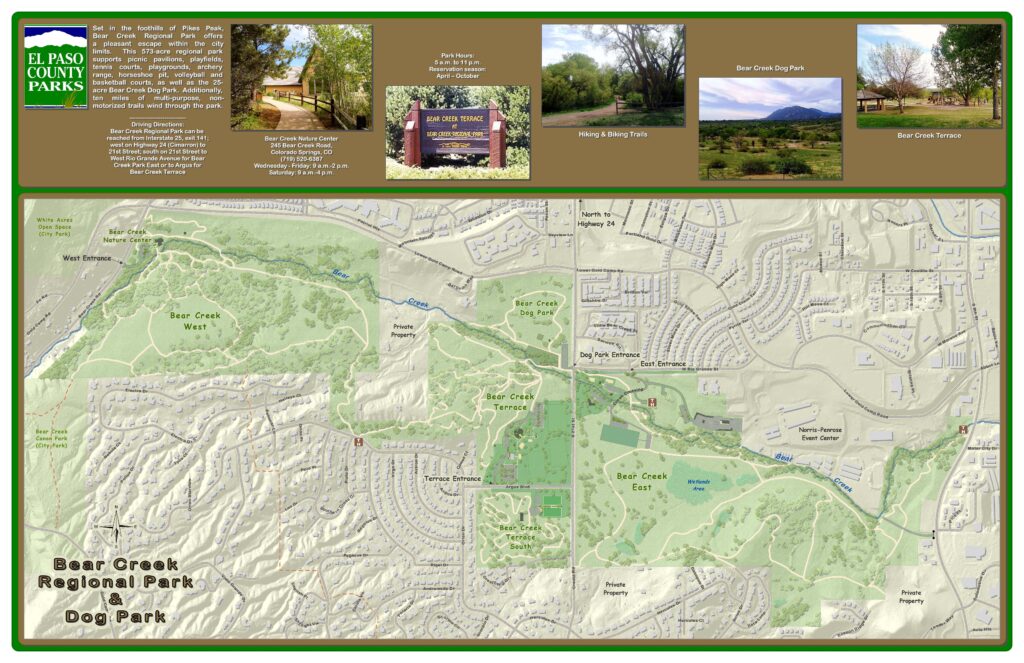 Map of Bear Creek Regional Park with clickable link to PDF version