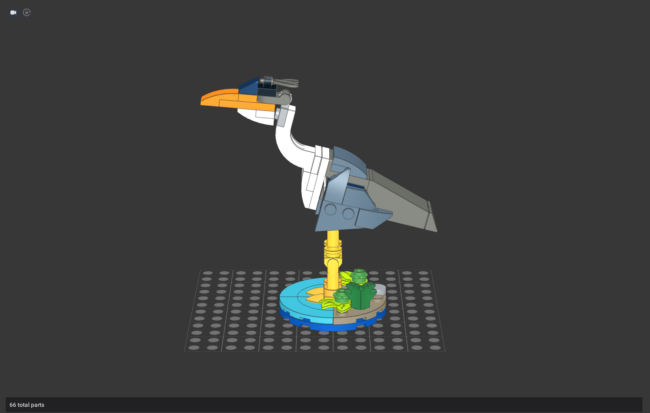 FCNC Build a Bird Digital rendering of a great blue heron using LEGO pieces.