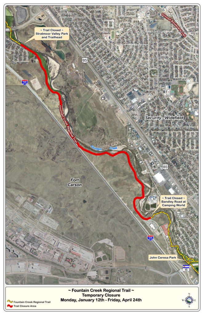 Fountain Creek Regional Trail Closure Map