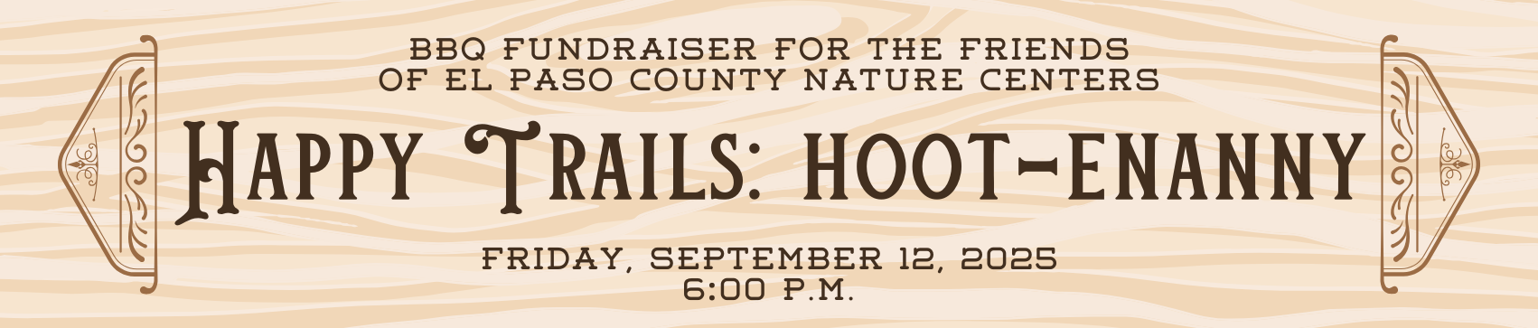 Happy Trails: Hoot-Enanny graphic noting the event is Friday, September 18, 2025 at 6:00 p.m.