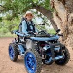 Woman in a a trailability machine