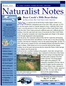 Cover for the Winter 2026 Naturalist Notes Newsletter
