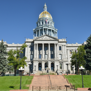 Colorado State Capitol building on a bright sunshining morning